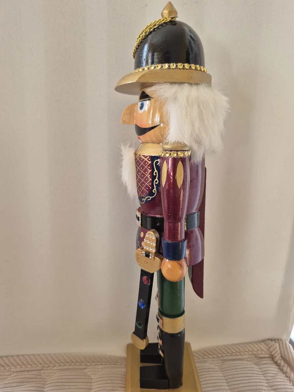 Holiday Time Burgundy& Green Decorative Nutcracker Figurine - Brand Holiday Time